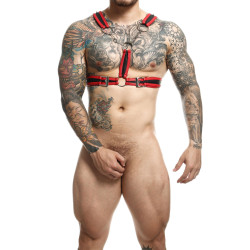 MOB Eroticwear Harnais Cross Chain Dngeon Noir-Rouge